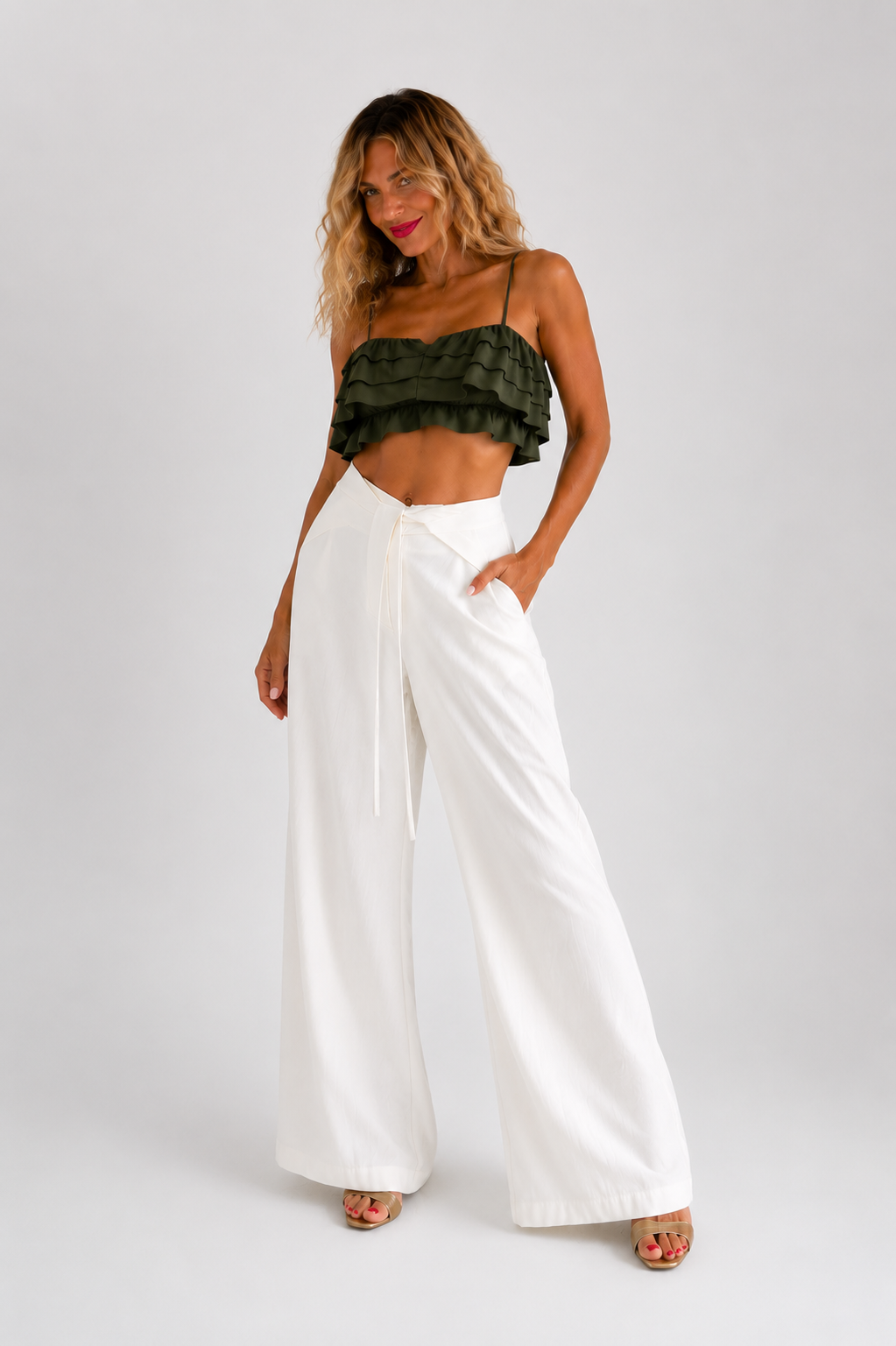 Crop Top με Βολάν