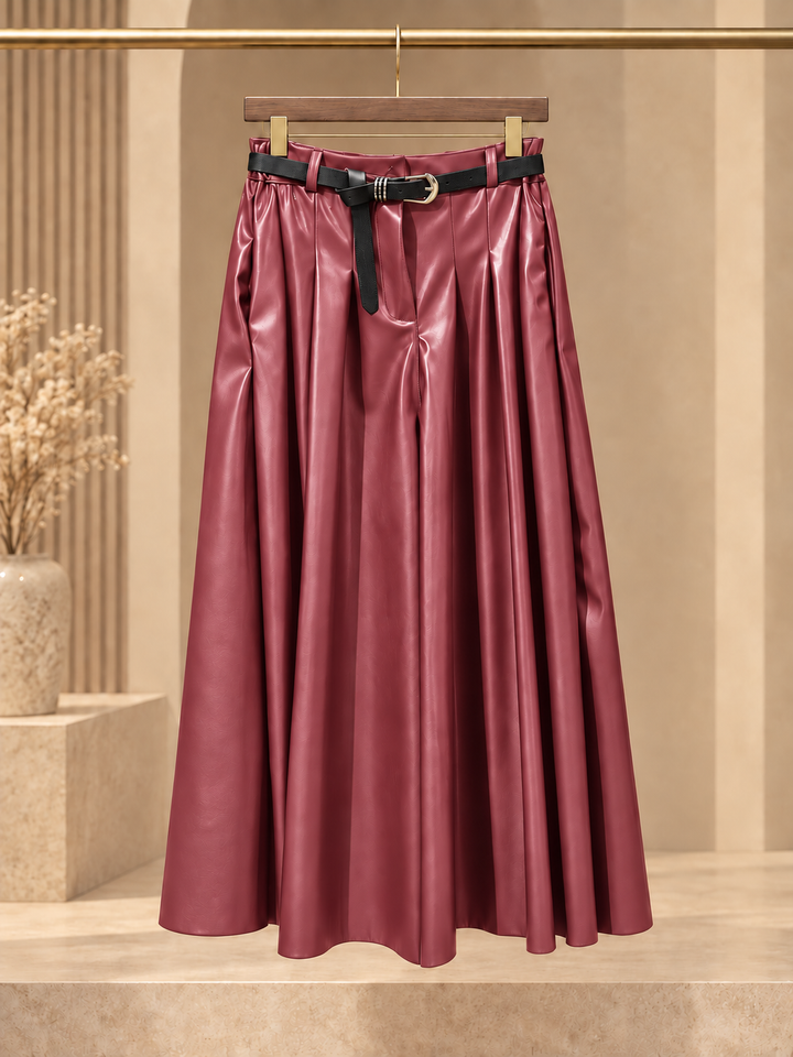 Ζιπ Κιλότ Eco Leather με Ζώνη