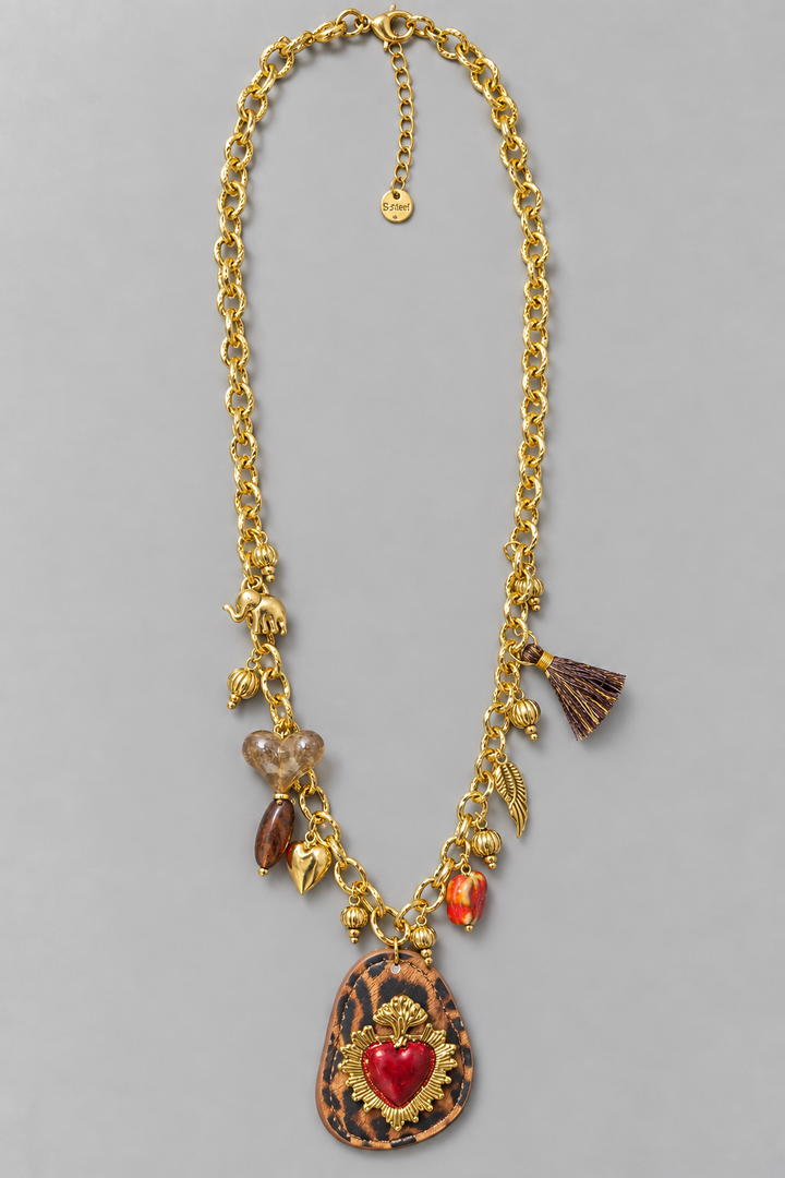 Κολιέ Animal Heart με Charms – Gold