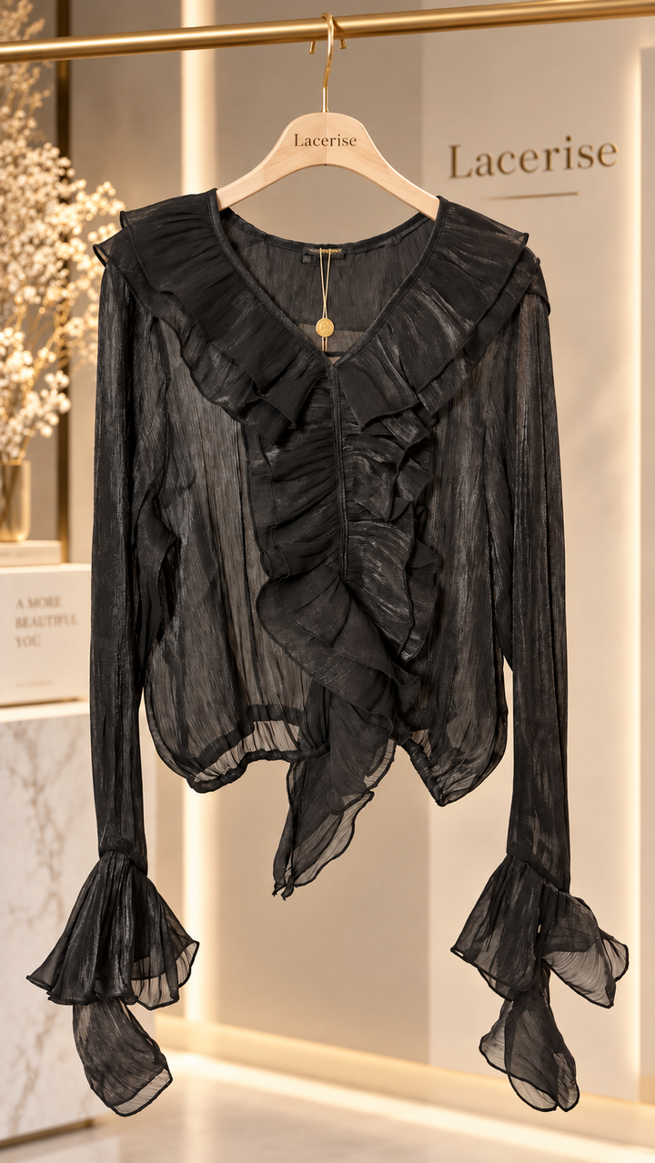 Μπλούζα Ruffle Sheer