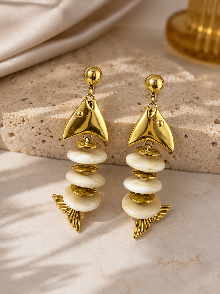 Σκουλαρίκια Marina Pearl Gold