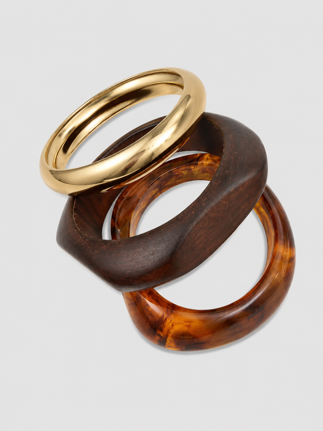 Σετ Βραχιόλια Trio Wood &amp; Gold