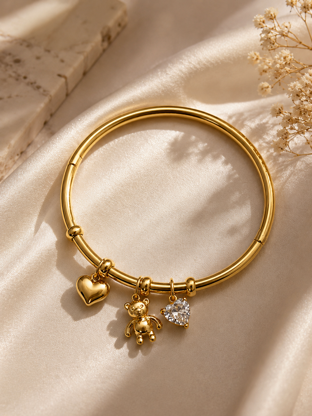Βραχιόλι Charm Teddy Heart Gold