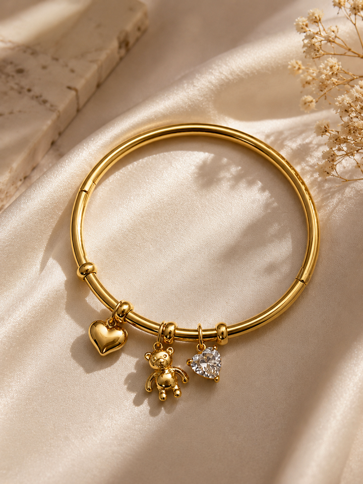 Βραχιόλι Charm Teddy Heart Gold