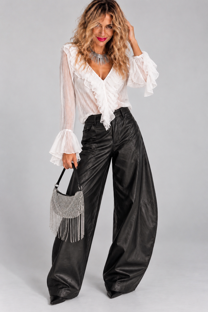 Μπλούζα Ruffle Sheer