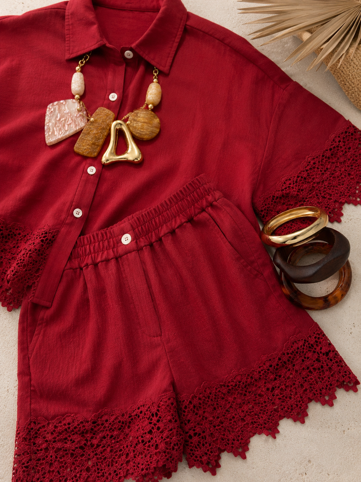 Σετ Πουκάμισο &amp; Σορτς Ruby Crochet