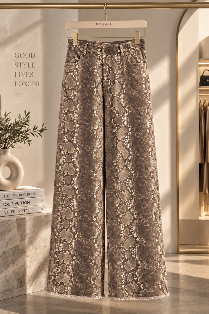 Παντελόνι Snake Print – Wide Straight Leg