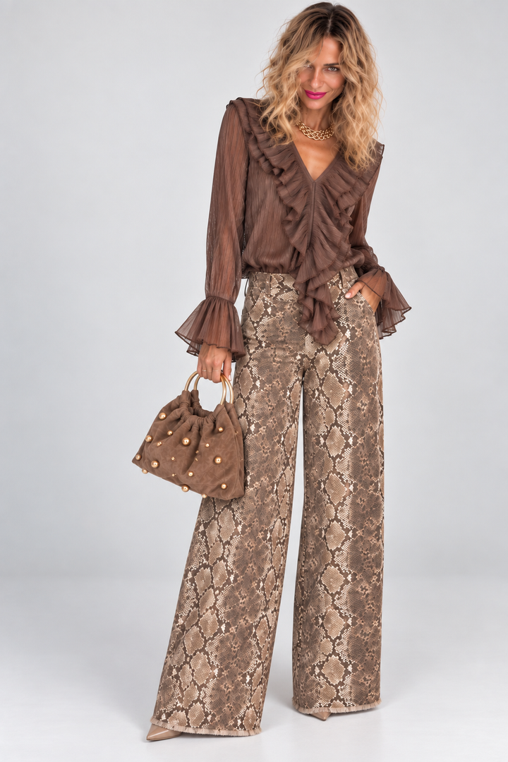 Παντελόνι Snake Print – Wide Straight Leg