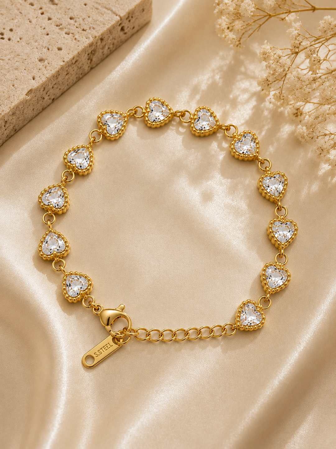 Βραχιόλι Crystal Hearts Gold