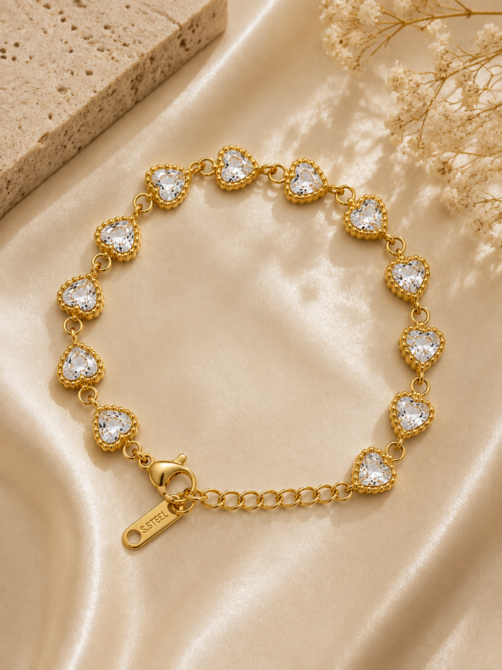 Βραχιόλι Crystal Hearts Gold