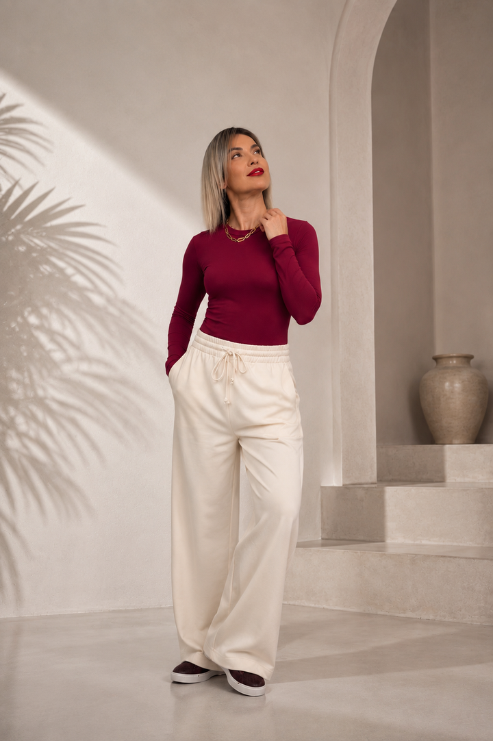 Cloud Cream Wide Leg Φόρμα Παντελόνι