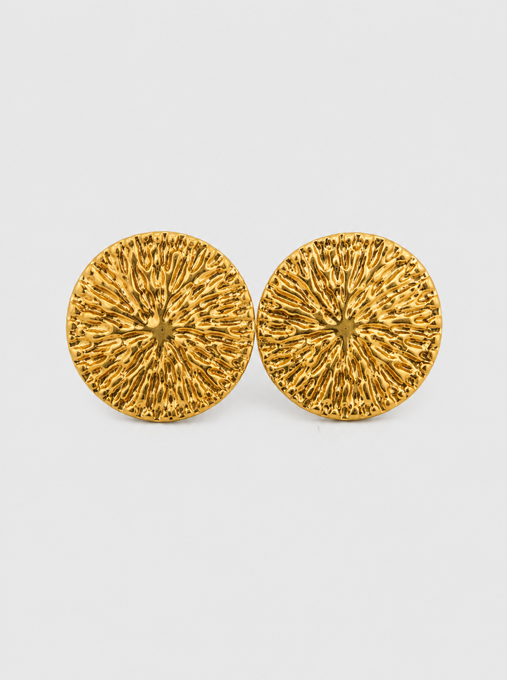 Σκουλαρίκια Δίσκος Hammered Gold